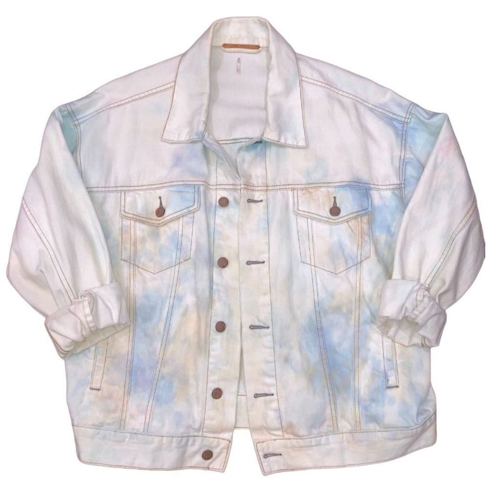 Free People Tie Dye Bomber Denim XS - Picture 3 of 8